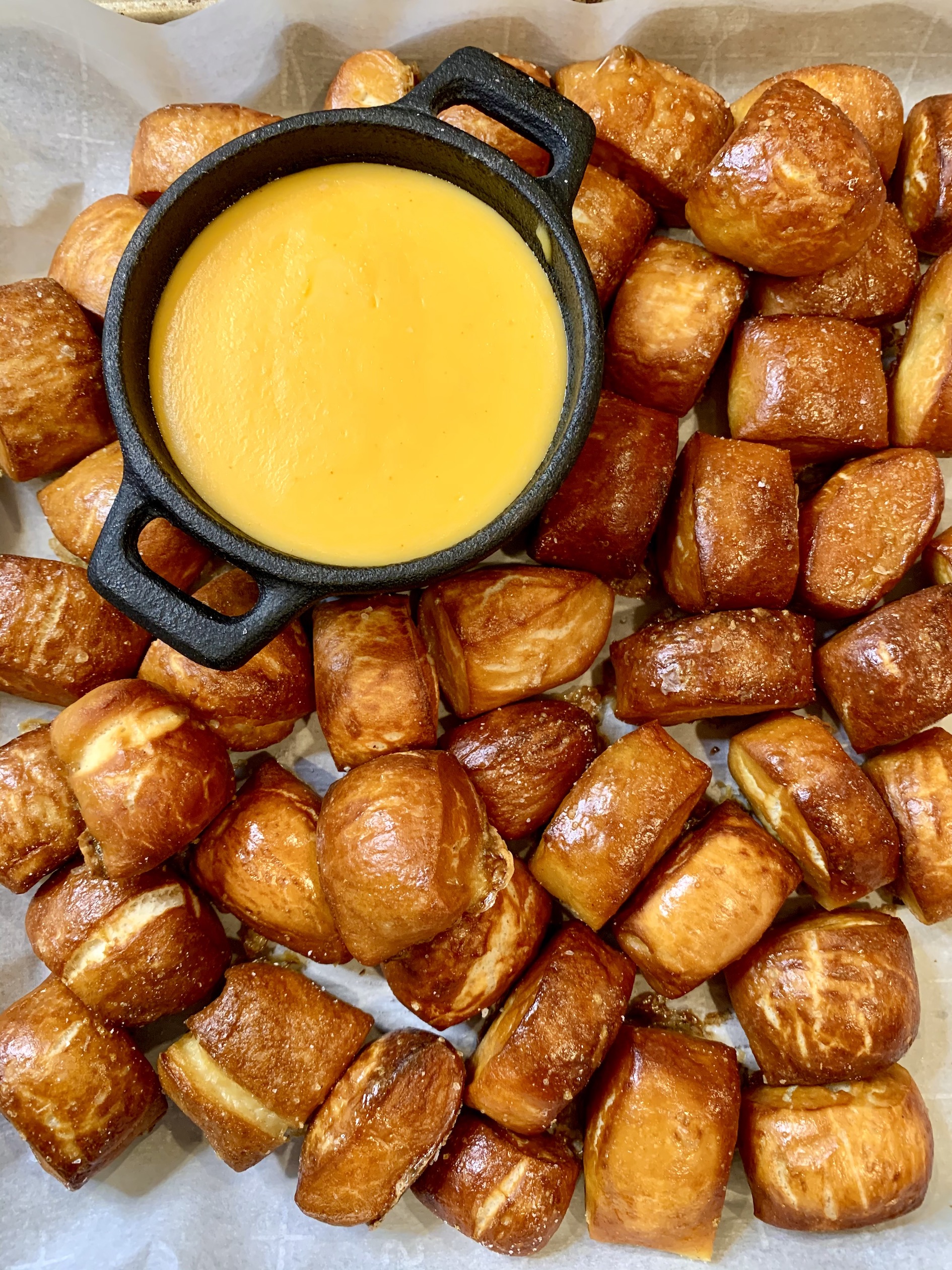 Soft Pretzel Bites with Cheese Sauce